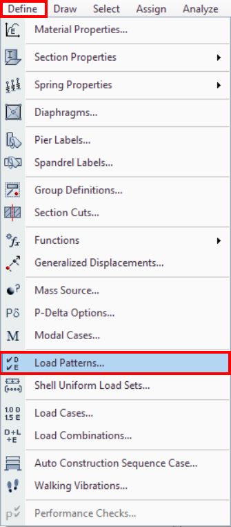 Load Pattern Define করব